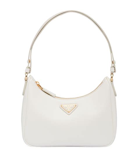 Prada Women's 1BA189 White Saffiano Leather Shoulder Bag